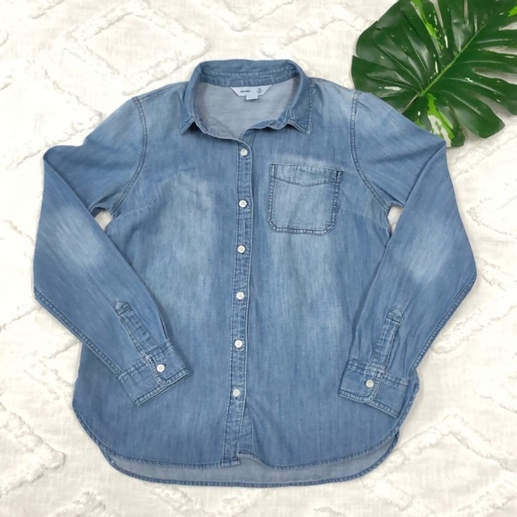 Old Navy Tops - Old Navy “The Classic Shirt” Buttondown Size M| Blue  Long Sleeve Shirt
